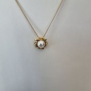 Tiffany & Co. 18k Gold Necklace with Akoya Pearl Accent